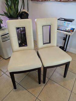 Sofia Vergara Savona ivory faux leather chairs