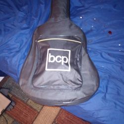 Black Acoustic Guitar With Case And Strap