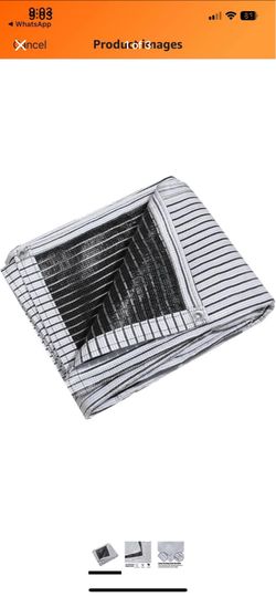 85% White Aluminum Foil Shade Cloth Heavy Duty Fabric with Grommets Privacy Screen Pet Shade Car Cover Patio Garden Pergola Cover Canopy 13ft x 16ft