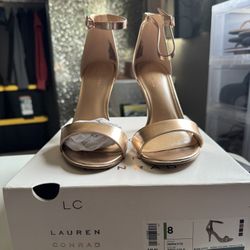 LC Lauren Conrad Hematite Heel, Rose Gold, Size 8