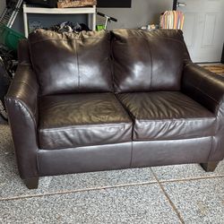 Brown Leather Loveseat 