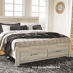 NEW ! Ashley Furniture platform bed frame with Storage Drawers!  Queen $428
