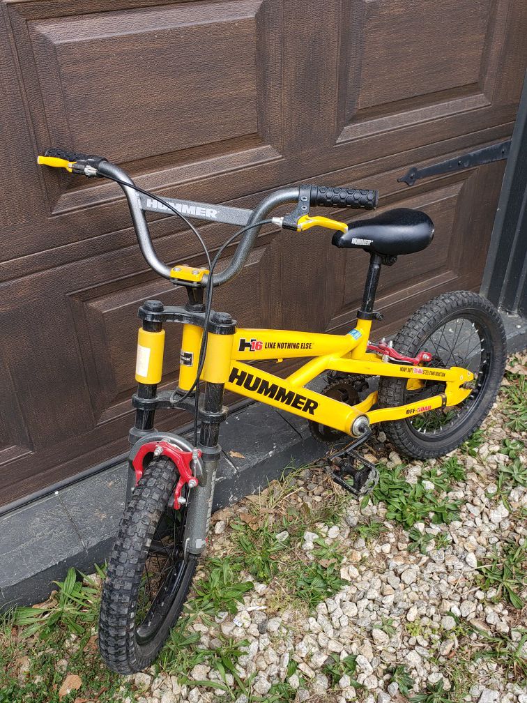 RARE Hummer H16 Kids Special Edition 16 Inch Bike Bicycle Yellow Front Shocks HEAVY DUTY .OFF ROAD