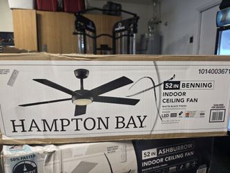 Hampton Bay
Benning 52 in. Indoor Matte Black Downrod Mount Ceiling Fan with Adjustable White Light LED and Remote Control Included