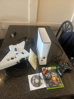 Xbox 360 Slim Console Bundle with Games and Guitar