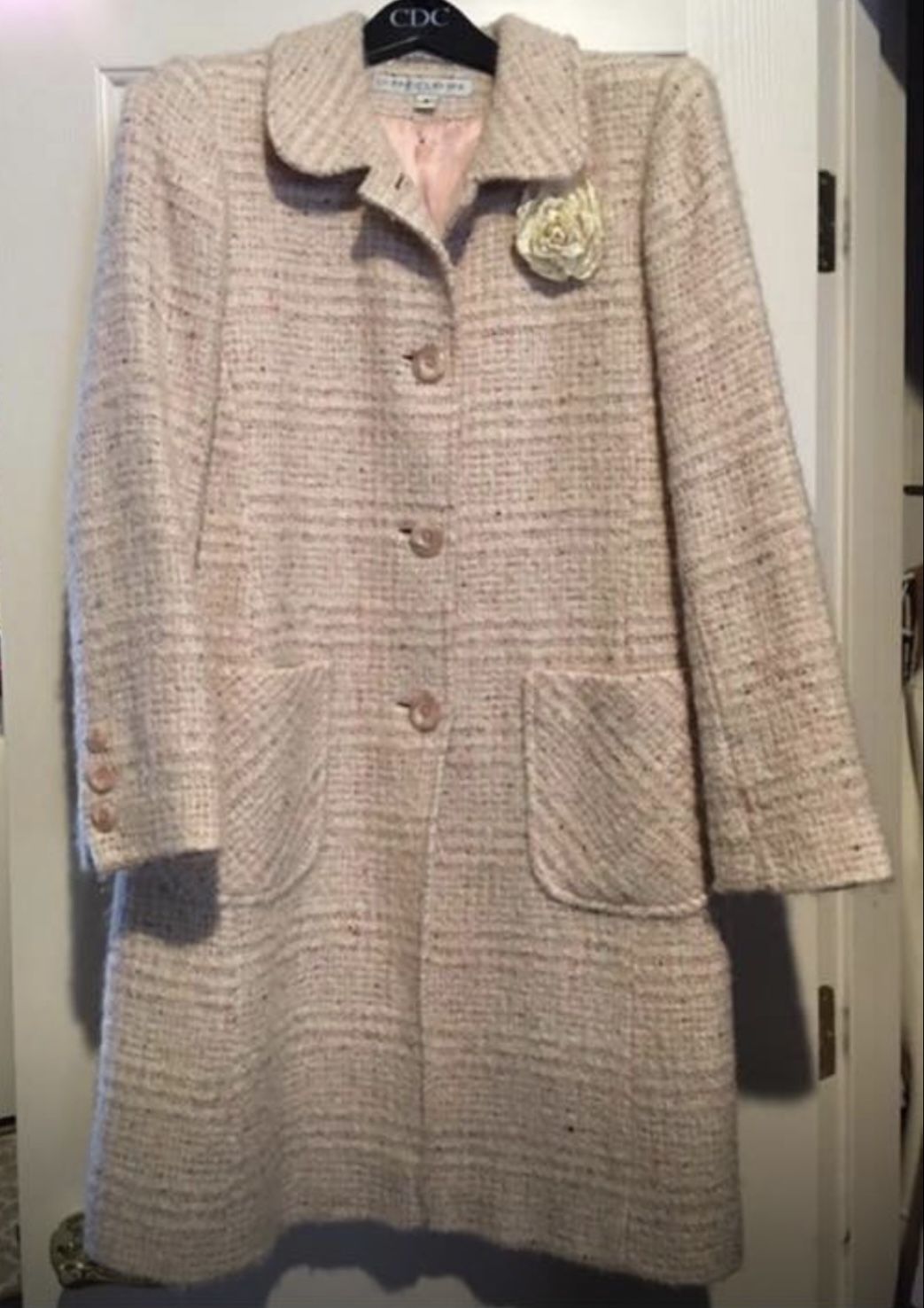 Women Size6 Larry Levine Pink Tweed Wool Walker; Excellent Condition! For Sale $40.00 Paid $275 New!  Crossposted, Quick PU Pecos & Higley, No Long Ho