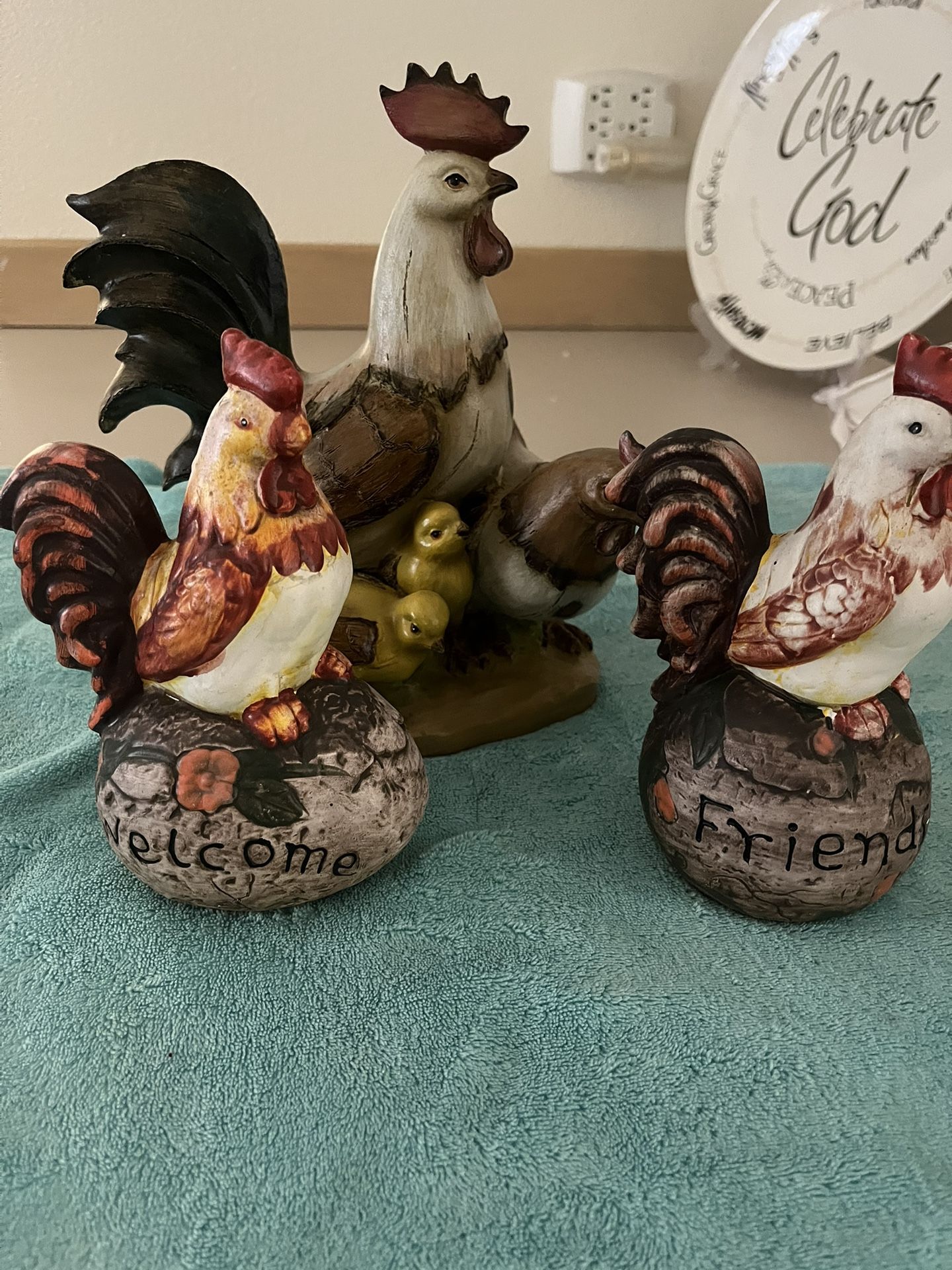 ceramic rooster figures