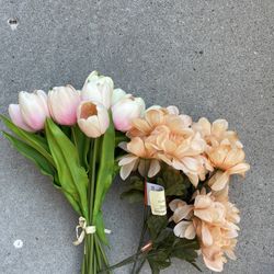 Faux Tulips And Dahlias 