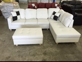 White Leather Sectional Couch