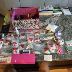 Assortment Of Fake Fingernails W/ Nail Accessories