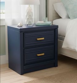 Hollywood Regency style navy  night stand.