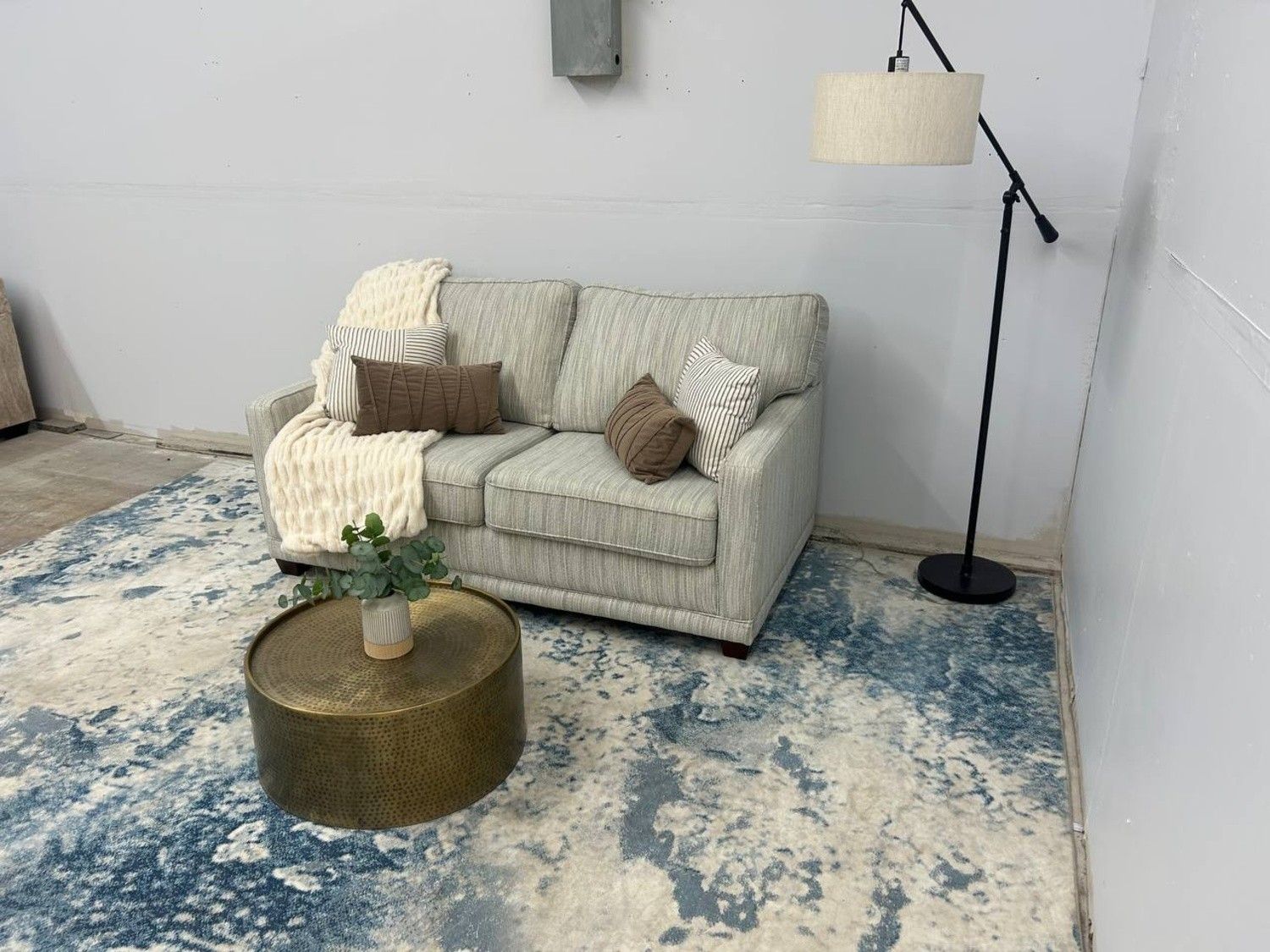 Lazyboy Light Blue/White 2-Seater Sofa