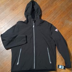 New Tags Women's Size Xlarge Coat Jacket $150 Black Guess Brand Full Zip