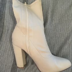 Beige High Heel Boots 