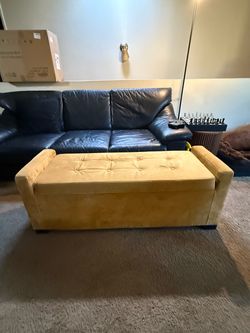 Yellow Tufted Storage Ottoman Bench