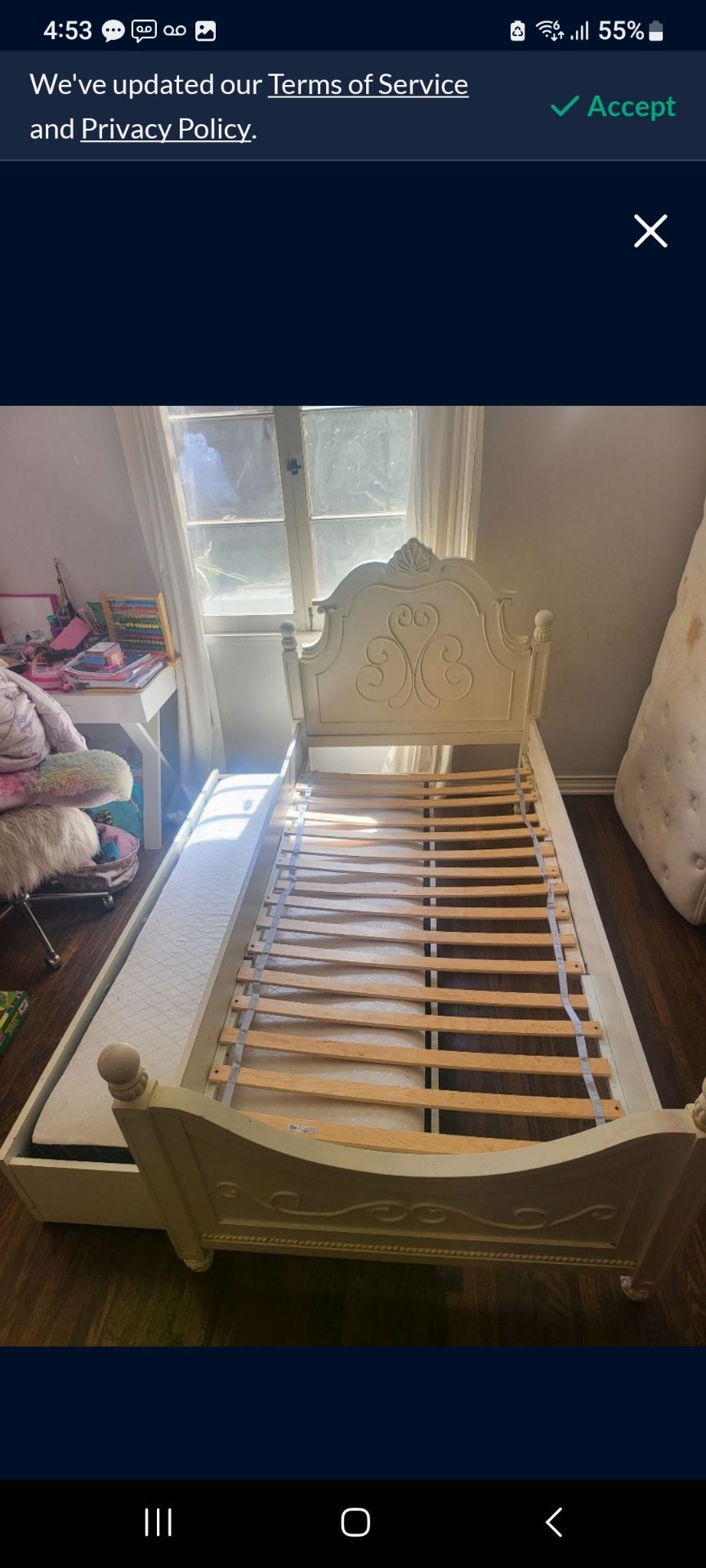 Twin bed , trundle & mattress