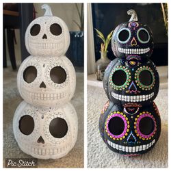 Martha Stewart style 3 stacked pumpkin Jack o Lantern with LED and Sound