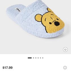 Women's Winnie the Pooh Plush Slipper - Blue - M/L