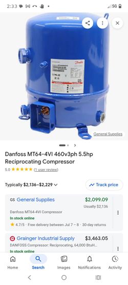 Danfoss MT64-4VI Reciprocating Compressor 5.5HP 460V