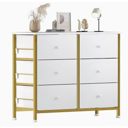 BOLUO White Dresser for Bedroom 6 Drawer Small Dresser Organizers Fabric Storage Chest Tower Dressers Unit for Closet Nursery Hallway Office, Kids and