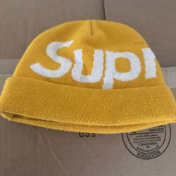 Supreme Big Logo Beanie Yellow