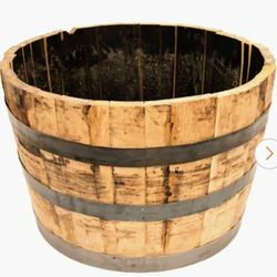$50 OAK WOOD BARREL HALF 1/2 PLANTER