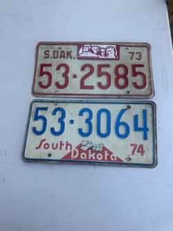 Vintage S. Dakota license plates