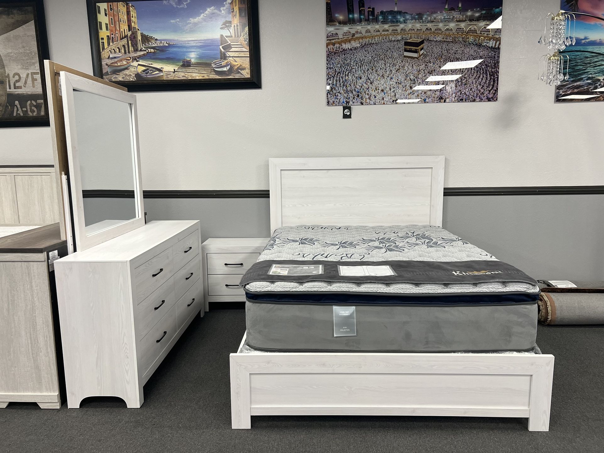 4PC White Queen Bedroom Set 