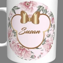 Minnie Mouse Golden Floral Personalized Name Mug Mom Mug Sister Mug Gift Mug