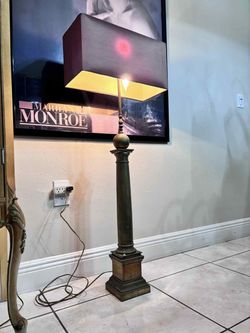 Antique Brass Floor Lamp Rectangular Shade 48”H