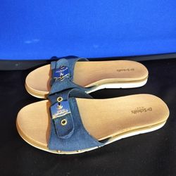 Dr Schoals Blue One Strap Denim Sandals (Size 8)