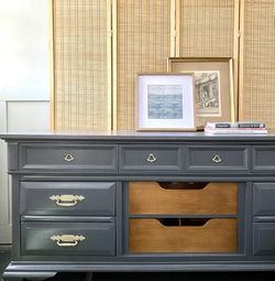 9 Drawer Gray Dresser Refinished  