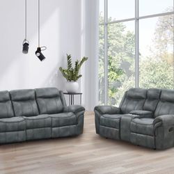 New Reclining Couch / Love Seat.  Leatherette.  Grey, Dark Grey, Black Or Brown.  Free Delivery!
