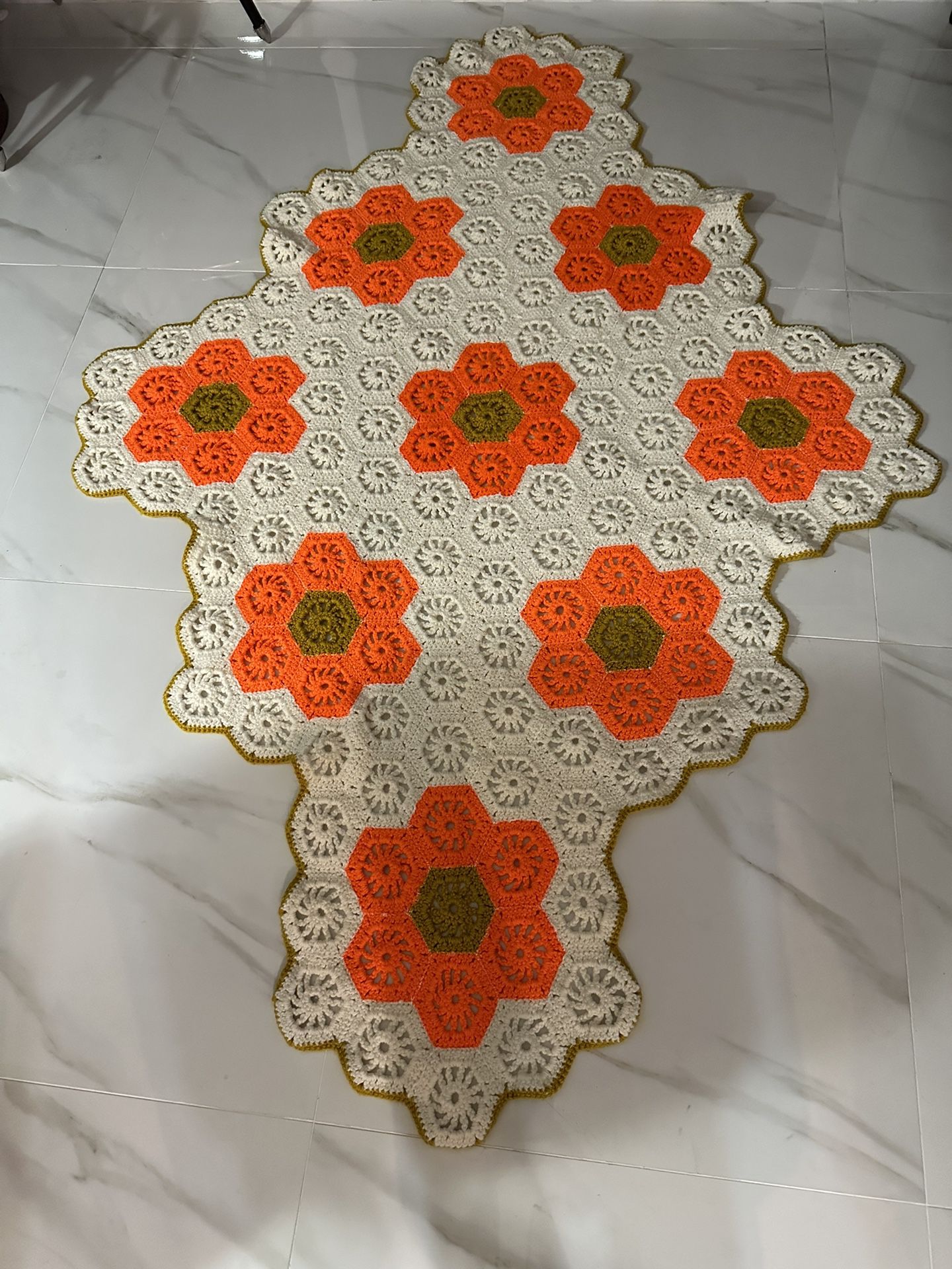 Hexagon flower crochet blanket handmade