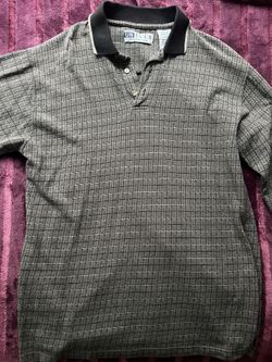 Untied Men’s Plaid Long Sleeve Polo Shirt