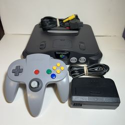 Nintendo 64 N64 Grey Console, TESTED & WORKING! w/ Cables & Controller