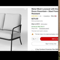 Metal Mesh Loveseat with Double Cushions New 🆕 ! In Box! 📦 