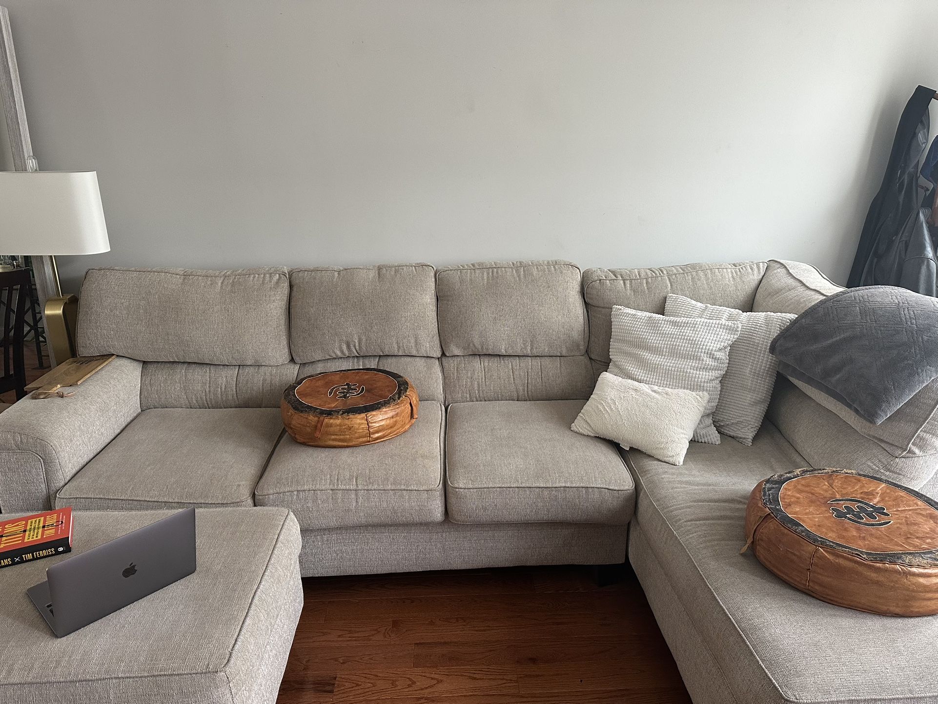 Beige Sectional W/ Ottoman
