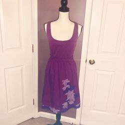 Purple, racerback dress with flower detail