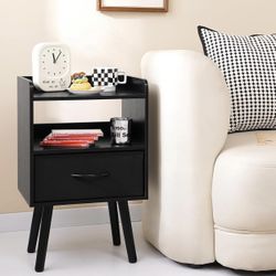 Modern Night Stand with Fabric Drawer