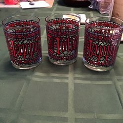 Vintage Set Of 3 - Happy Holidays Cocktail Glasses