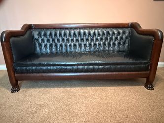 Antique Leather Victorian Era Sofa