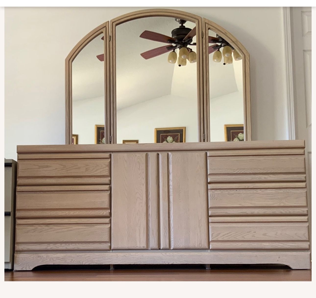 Levitz Light Oak Dresser with Mirror