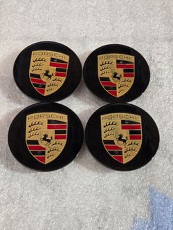 Porsche Italy Black Center Caps 992 911 Cayenne Panamera Cayman Boxster