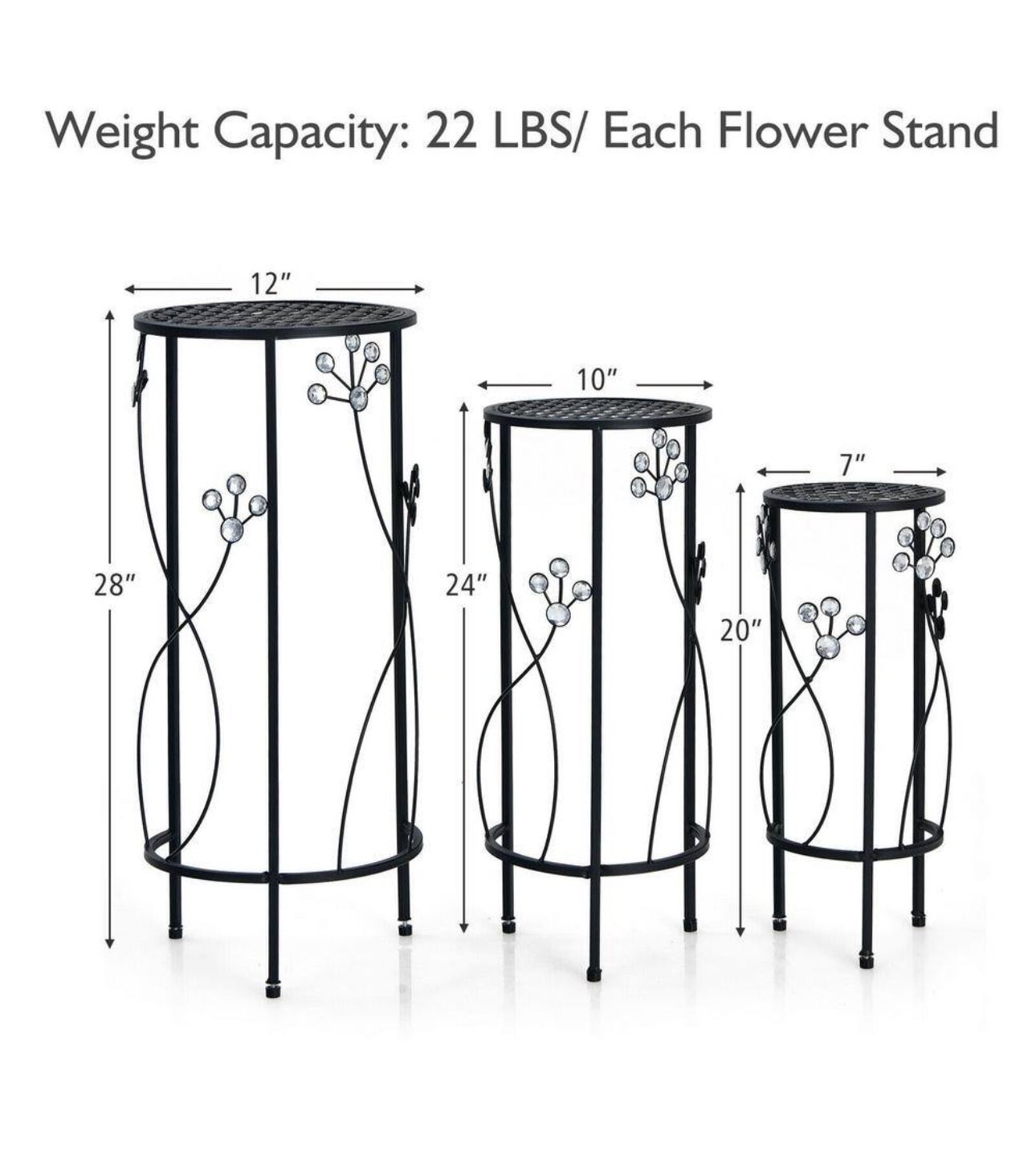 All New 28” Tall 3 Pieces Indoor / Outdoor Plant Stand