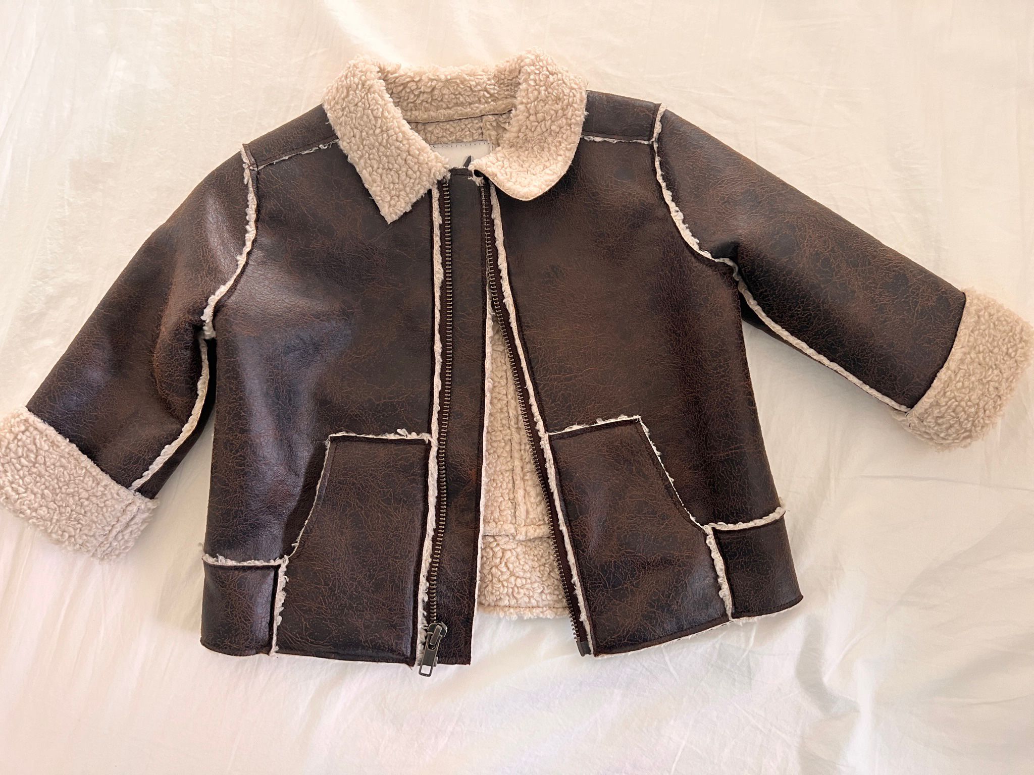 Janie and jack Sherpa Faux Leather Jacket 18-24M