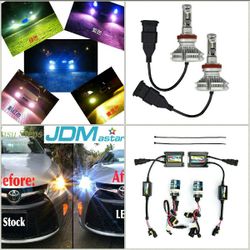 Hid conversion lights kit luces- led headlight bulbs with built in chip and fan- Acura tl fog rsx mdx gmc Sierra chevy Yukon Denali impala Malibu