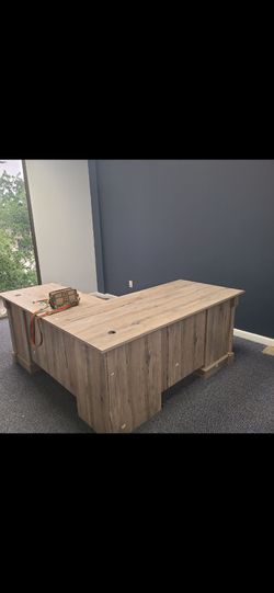 L-Shaped Executive Desk Wood Finish