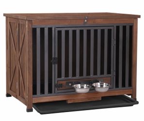 Air100 Wooden Dog Crate AIR100, Folding Design, Strong Iron Door - Brown