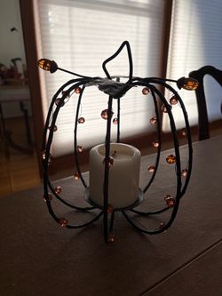 Metal Wire Pumpkin Candle Holder